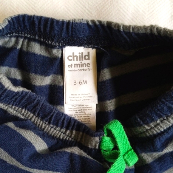child of mine by carter's striped cotton comfy shorts 3-6 months baby boy - Picture 2 of 4